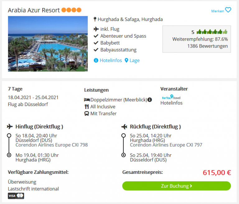 4* Arabia Azur Resort in Hurghada - All Inclusive Ã„gypten Urlaub 2021