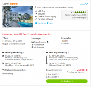 Screenshot Kreta Deal Hotel Glaros